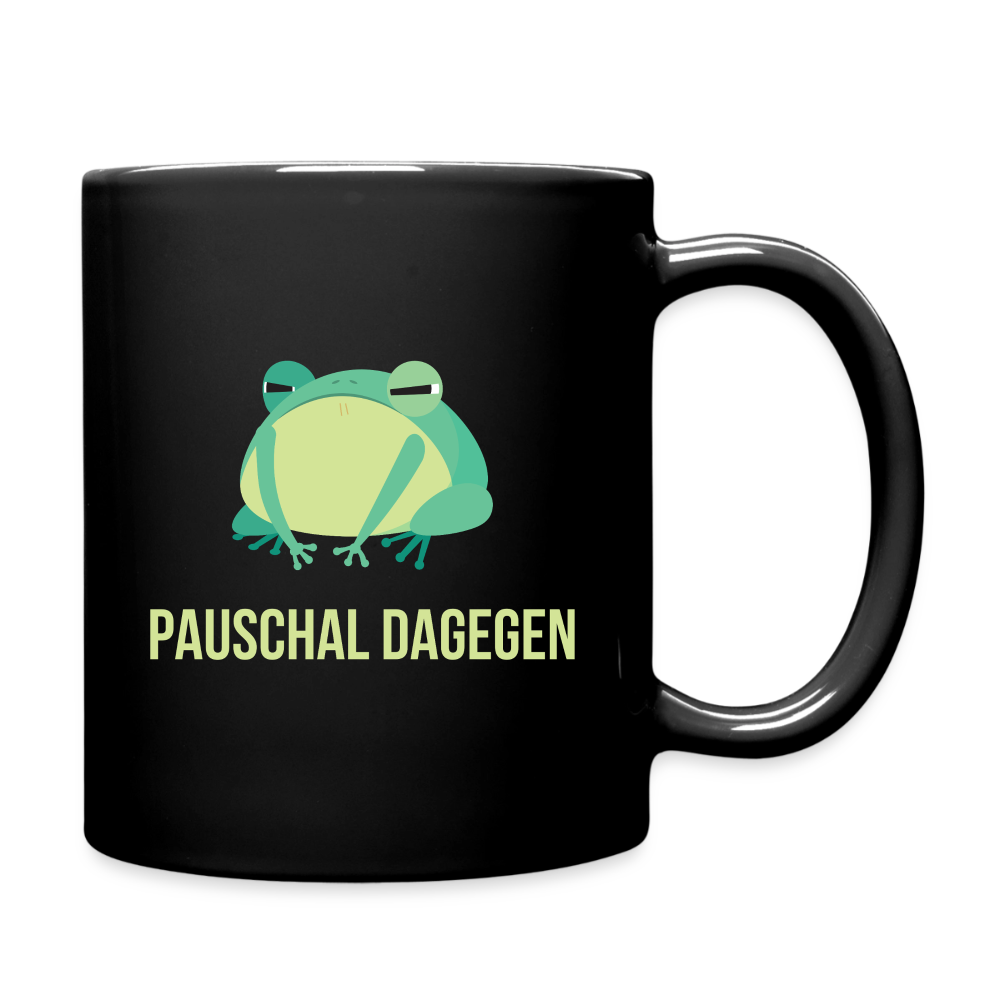 Tasse "Pauschal dagegen" (Frosch-Motiv) - Schwarz