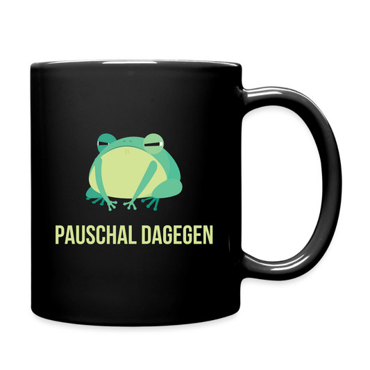 Tasse "Pauschal dagegen" (Frosch-Motiv) - Schwarz