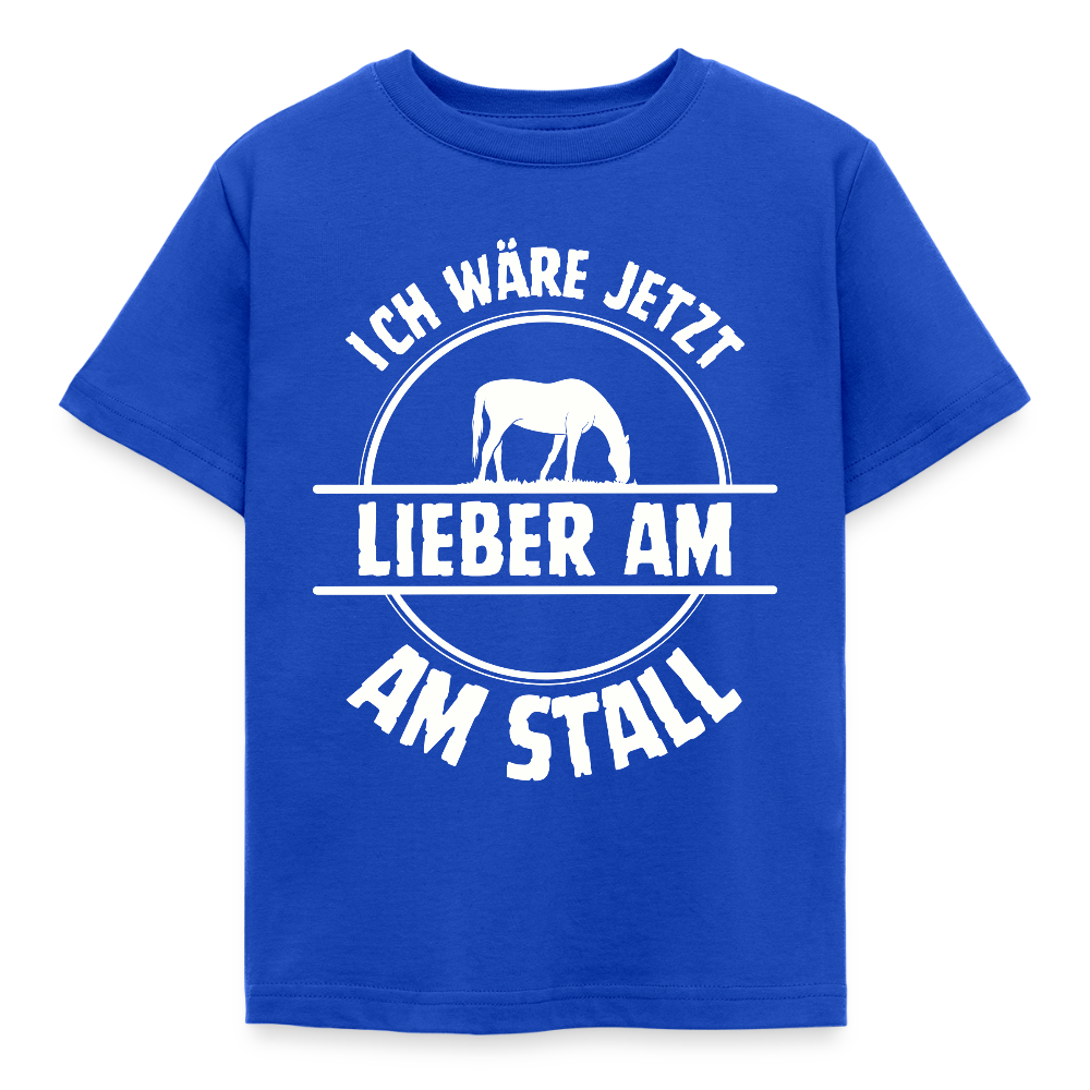 Kinder T-Shirt "Ich wäre jetzt lieber am Stall" - Royalblau