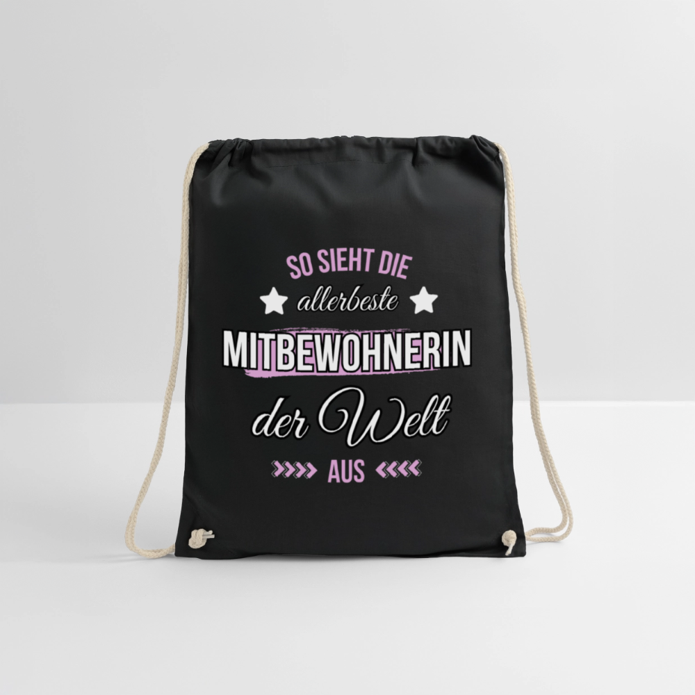 Turnbeutel "So sieht die allerbeste Mitbewohnerin der Welt aus" - Schwarz