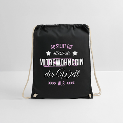 Turnbeutel "So sieht die allerbeste Mitbewohnerin der Welt aus" - Schwarz