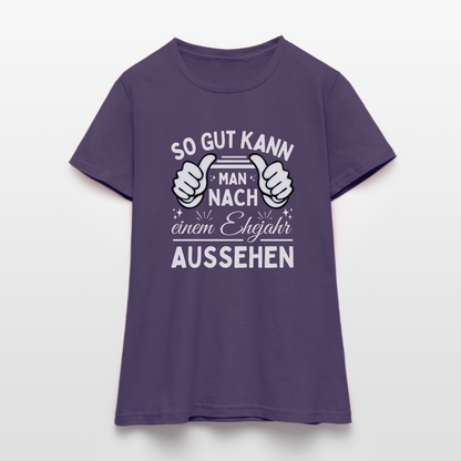 Frauen T-Shirt "So gut kann man nach einem Ehejahr aussehen" - Dunkellila