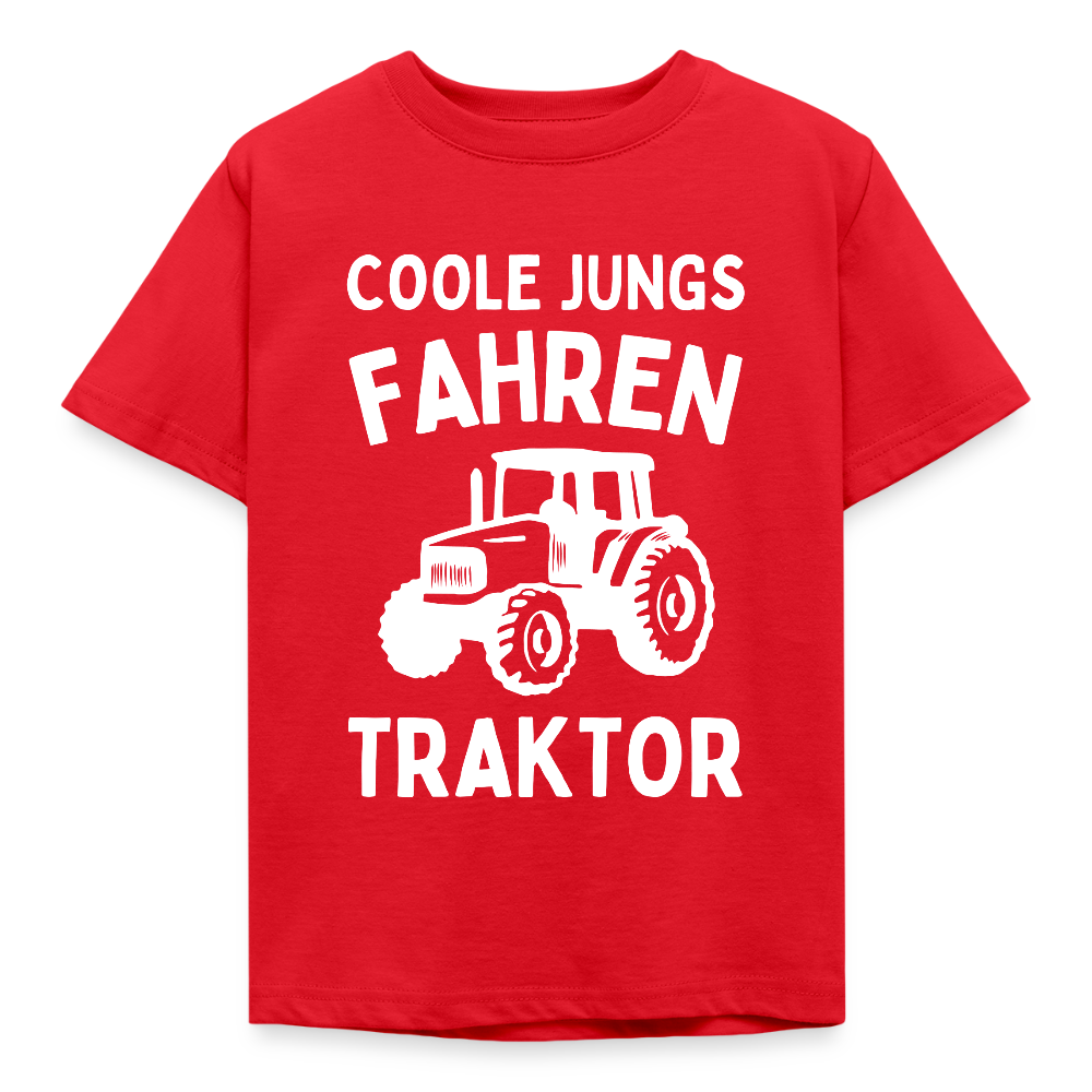 Kinder T-Shirt "Coole Jungs fahren Traktor" - Rot