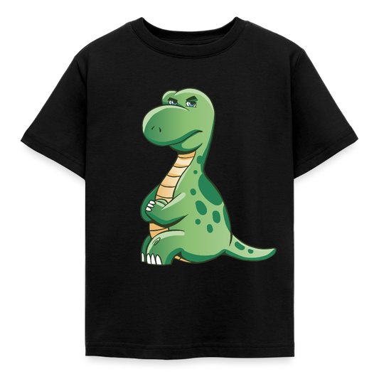 Kinder T-Shirt "Verärgerter Dinosaurier" - Schwarz
