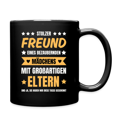 Tasse "Stolzer Freund eines bezaubernden Mädchens" - Schwarz