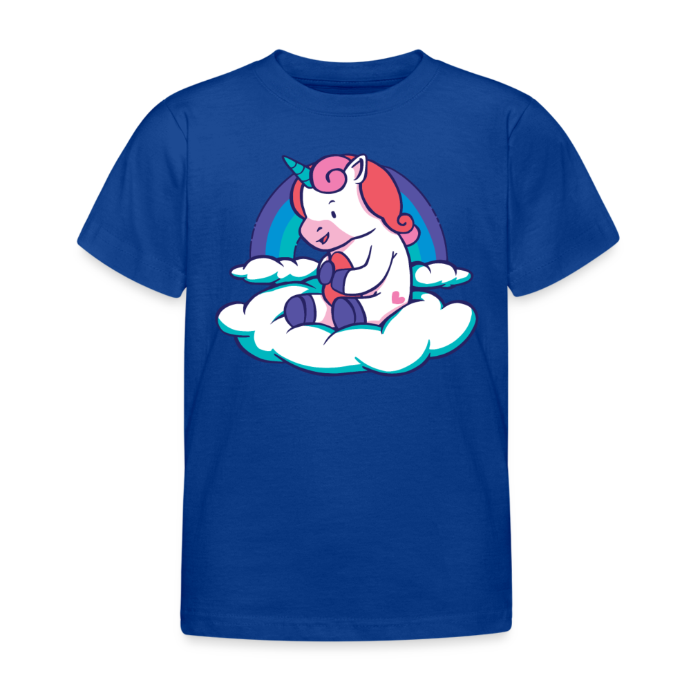 Kinder T-Shirt "Baby-Einhorn auf Wolken" - Royalblau