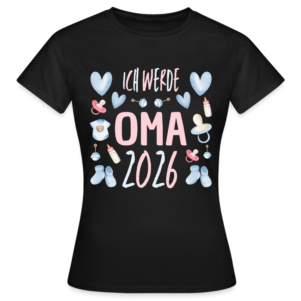 Frauen T-Shirt "Ich werde Oma 2026" - Schwarz