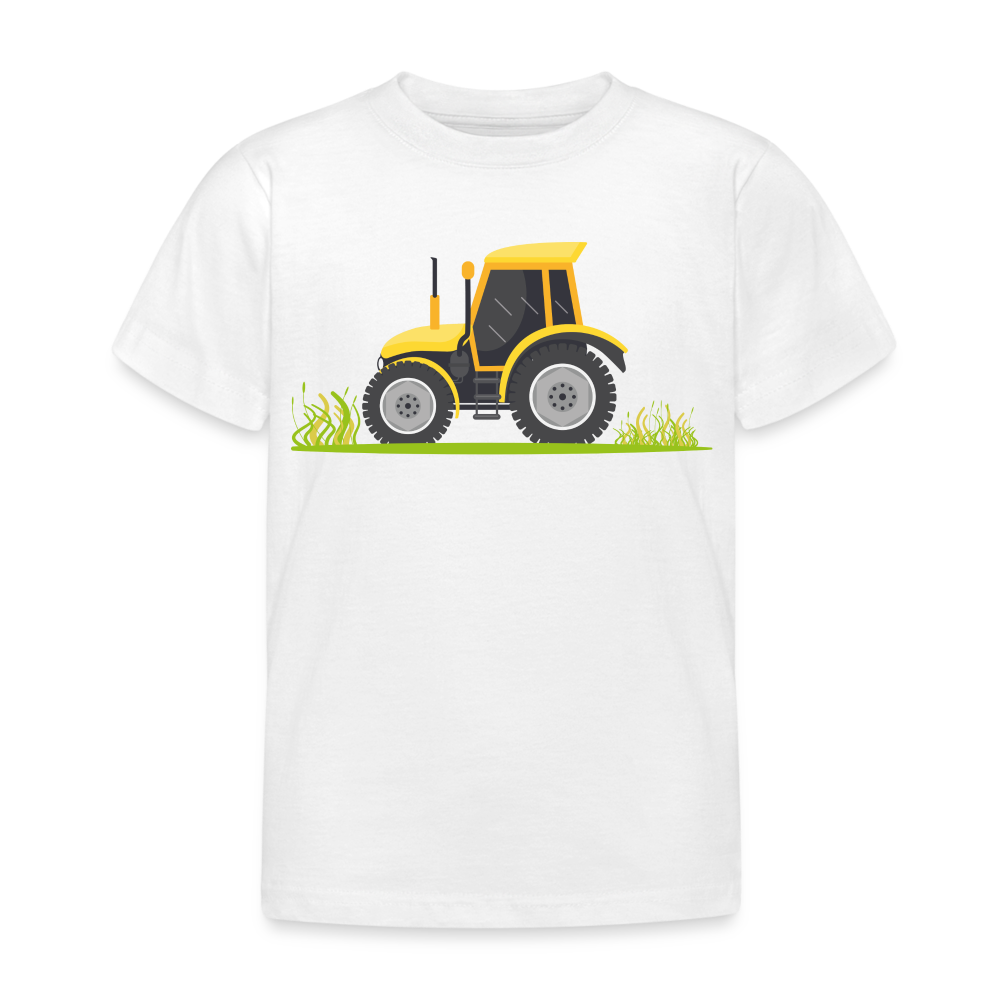 Kinder T-Shirt "Gelber Traktor" - Weiß