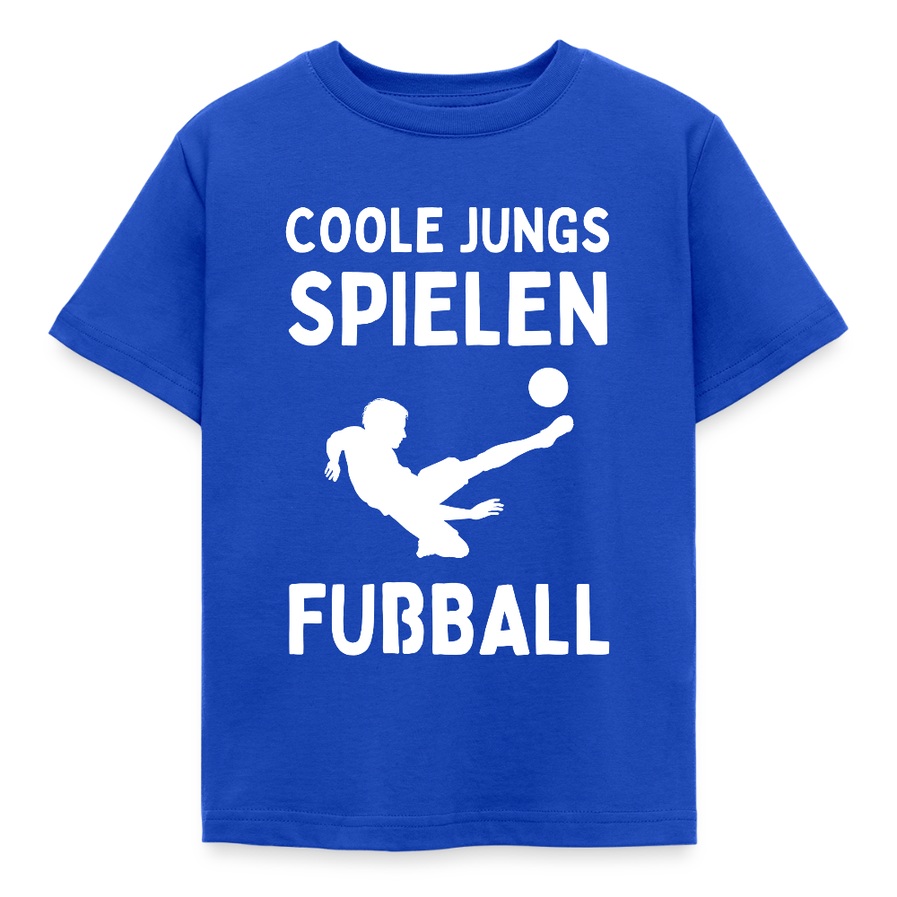 Kinder T-Shirt "Coole Jungs spielen Fußball" - Royalblau