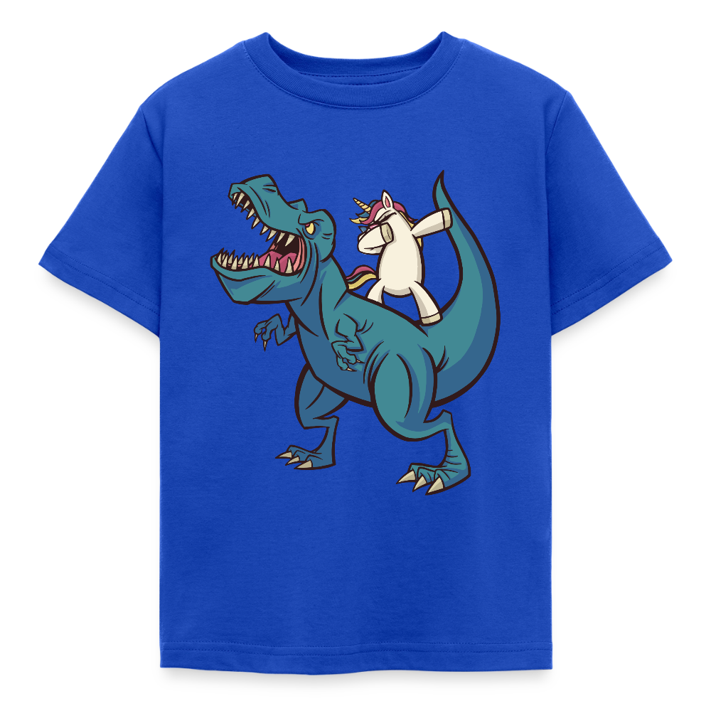 Kinder T-Shirt "Dinosaurier mit coolem Einhorn" - Royalblau