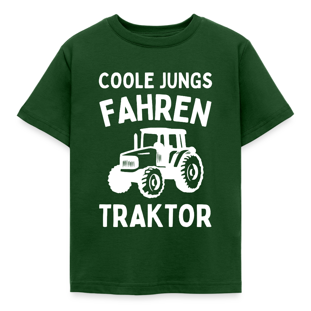 Kinder T-Shirt "Coole Jungs fahren Traktor" - Forstgrün 
