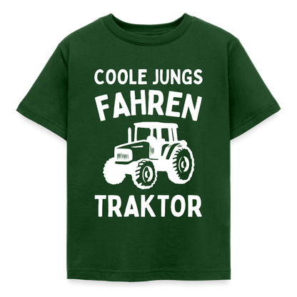 Kinder T-Shirt "Coole Jungs fahren Traktor" - Forstgrün 