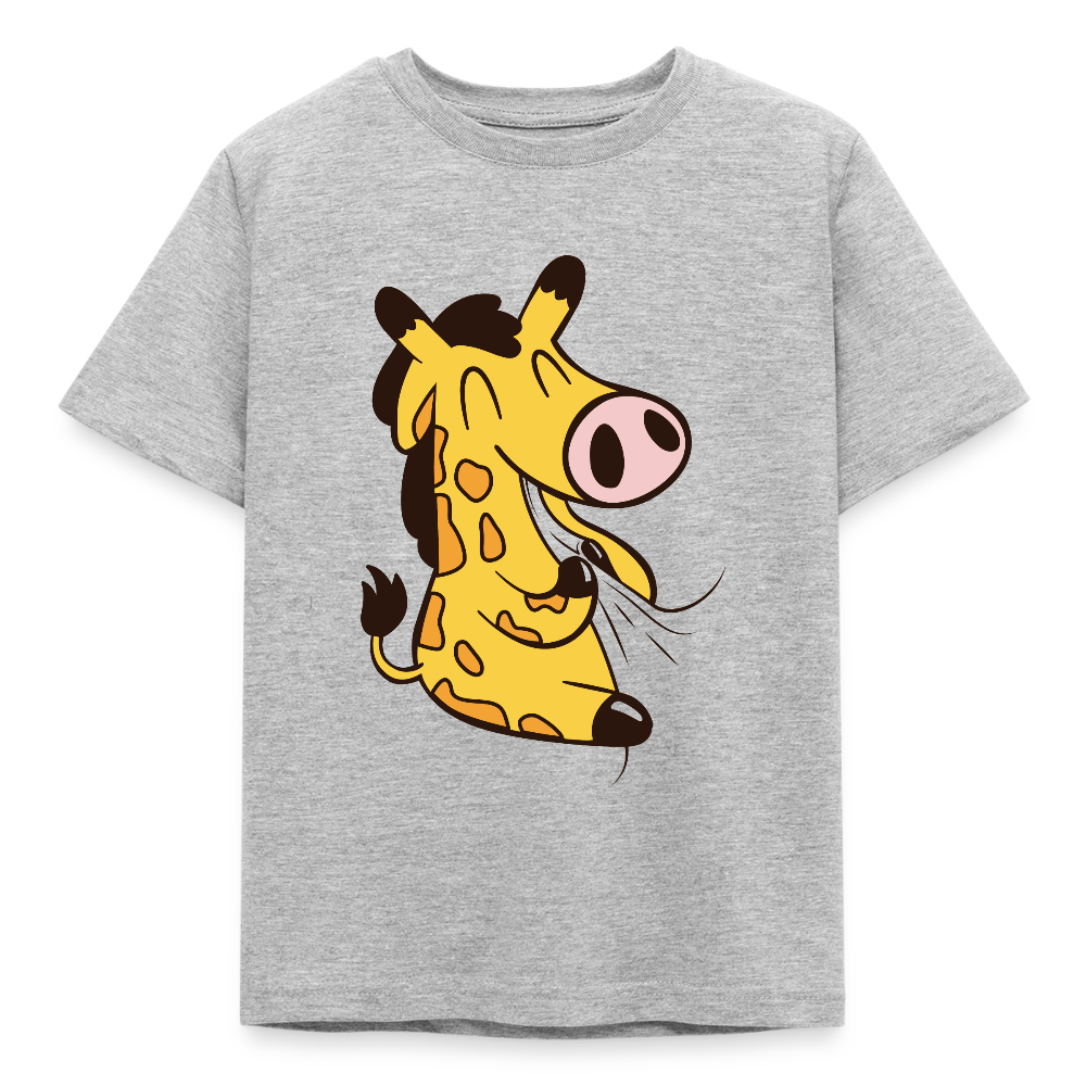 Kinder T-Shirt "Niedliche lustige Giraffe" - Grau meliert
