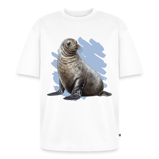 Unisex Oversized Bio T-Shirt "Realistische Robbe" - Weiß