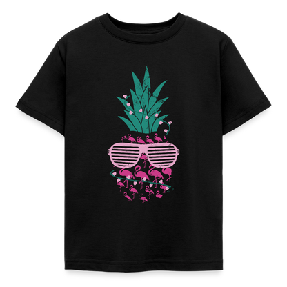 Kinder T-Shirt "Flamingo Ananas" - Schwarz