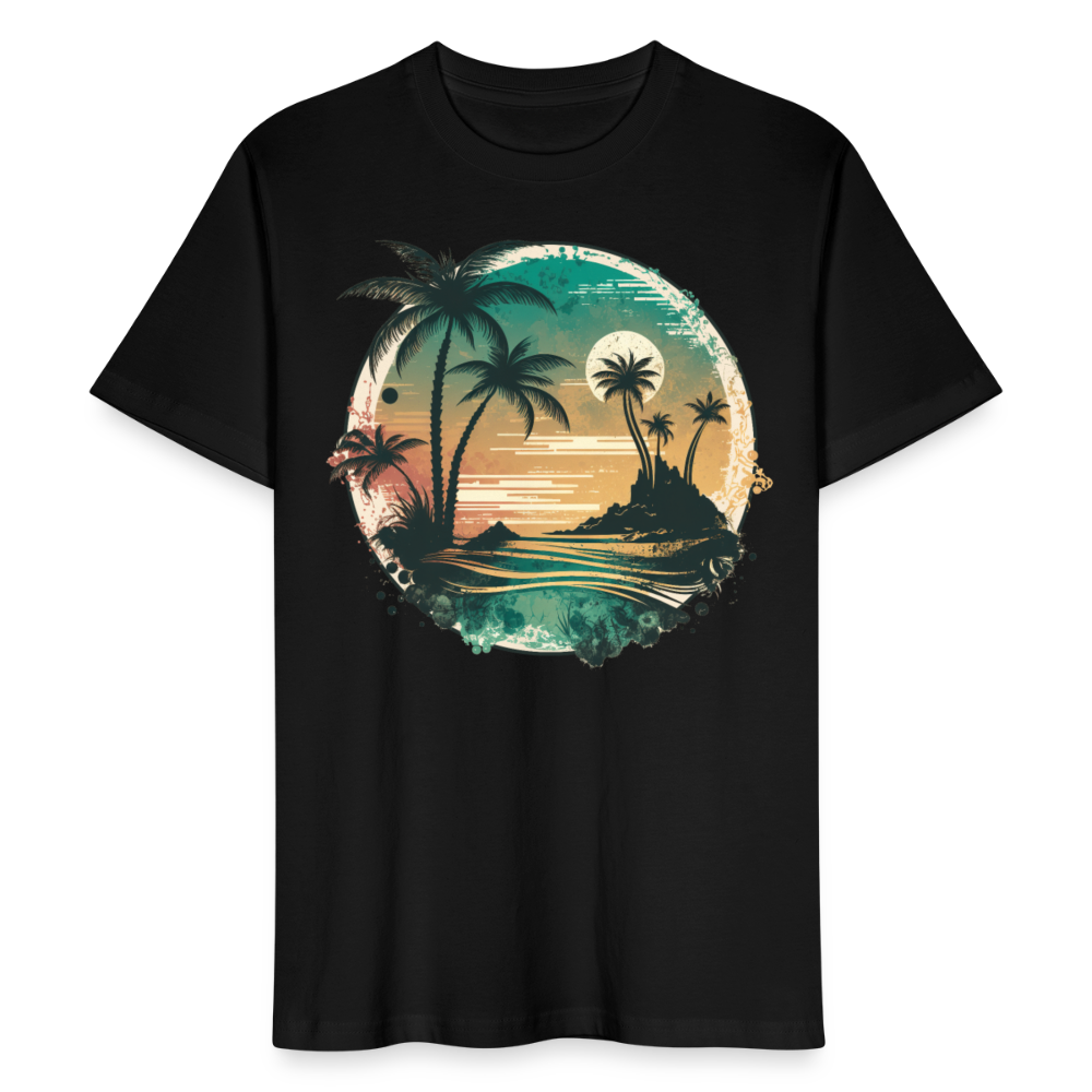 Unisex Bio-T-Shirt "Sonnenuntergang im Vintage Stil" - Schwarz