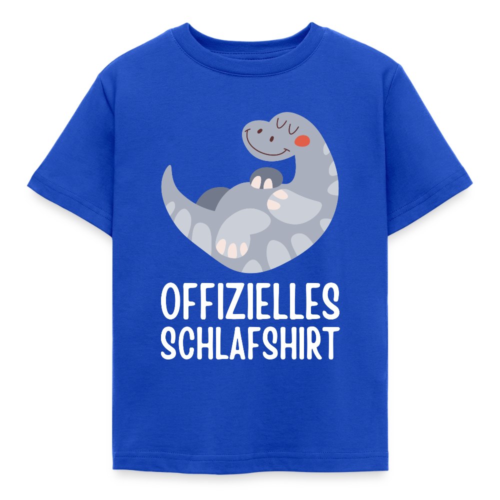 Kinder T-Shirt "Offizielles Schlafshirt" (Dinosaurier) - Royalblau