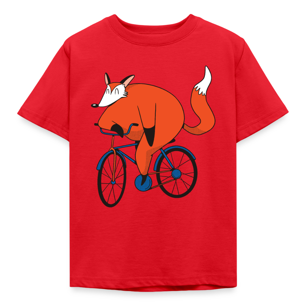 Kinder T-Shirt "Fuchs mit Fahrrad" - Rot