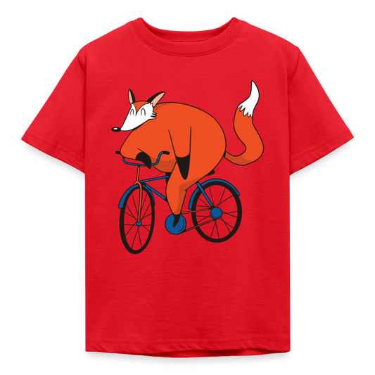 Kinder T-Shirt "Fuchs mit Fahrrad" - Rot