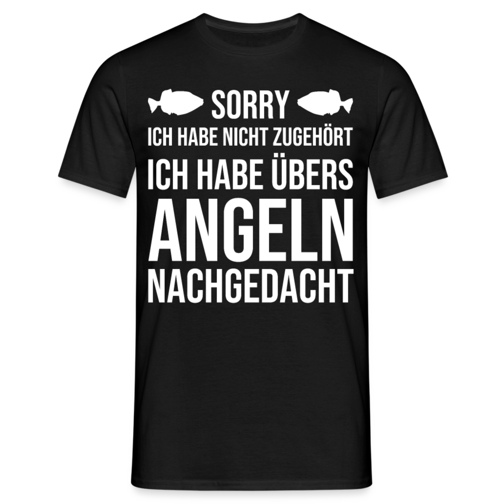 Männer T-Shirt "Übers Angeln nachgedacht" - Schwarz