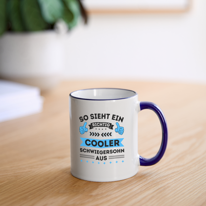 Tasse "So sieht ein richtig cooler Schwiegersohn aus" - Weiß/Kobaltblau