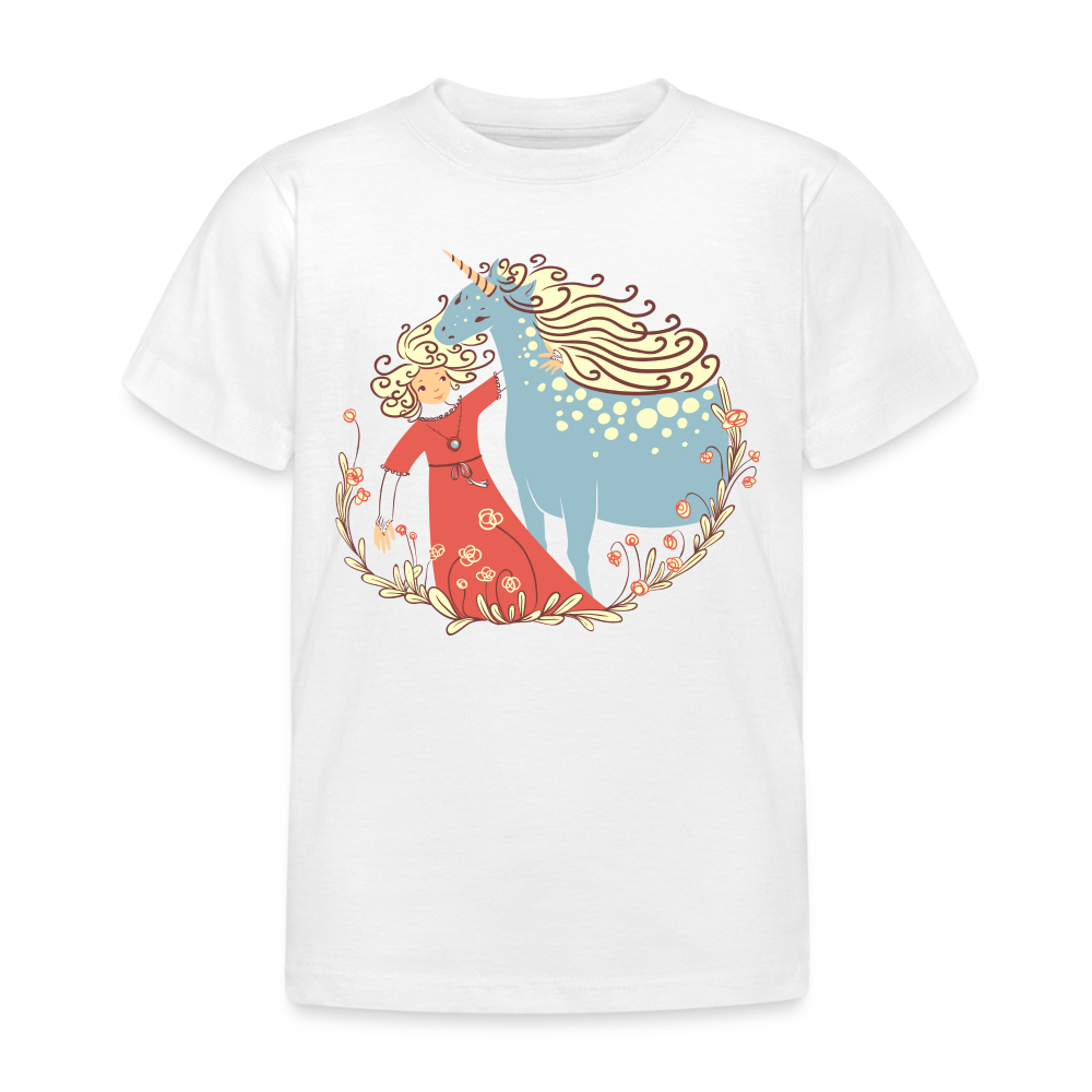 Kinder T-Shirt "Prinzessin mit Einhorn" - Weiß