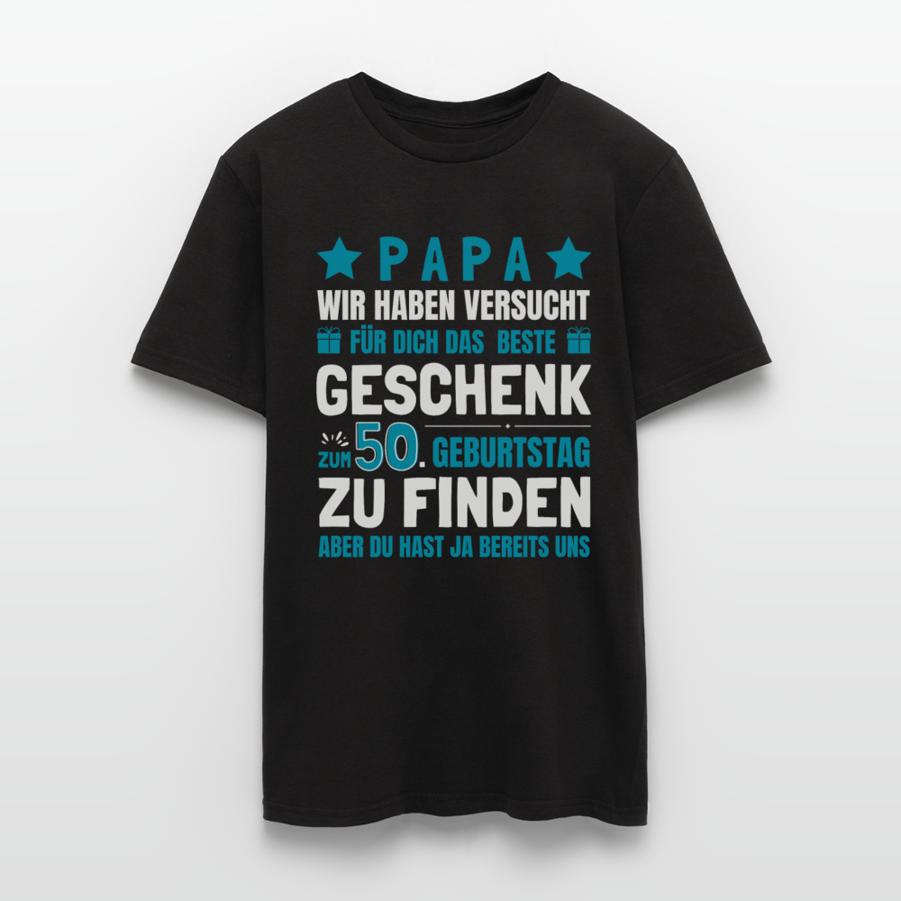 Männer T-Shirt "Papa - Das beste Geschenk zum 50. Geburtstag" - Schwarz