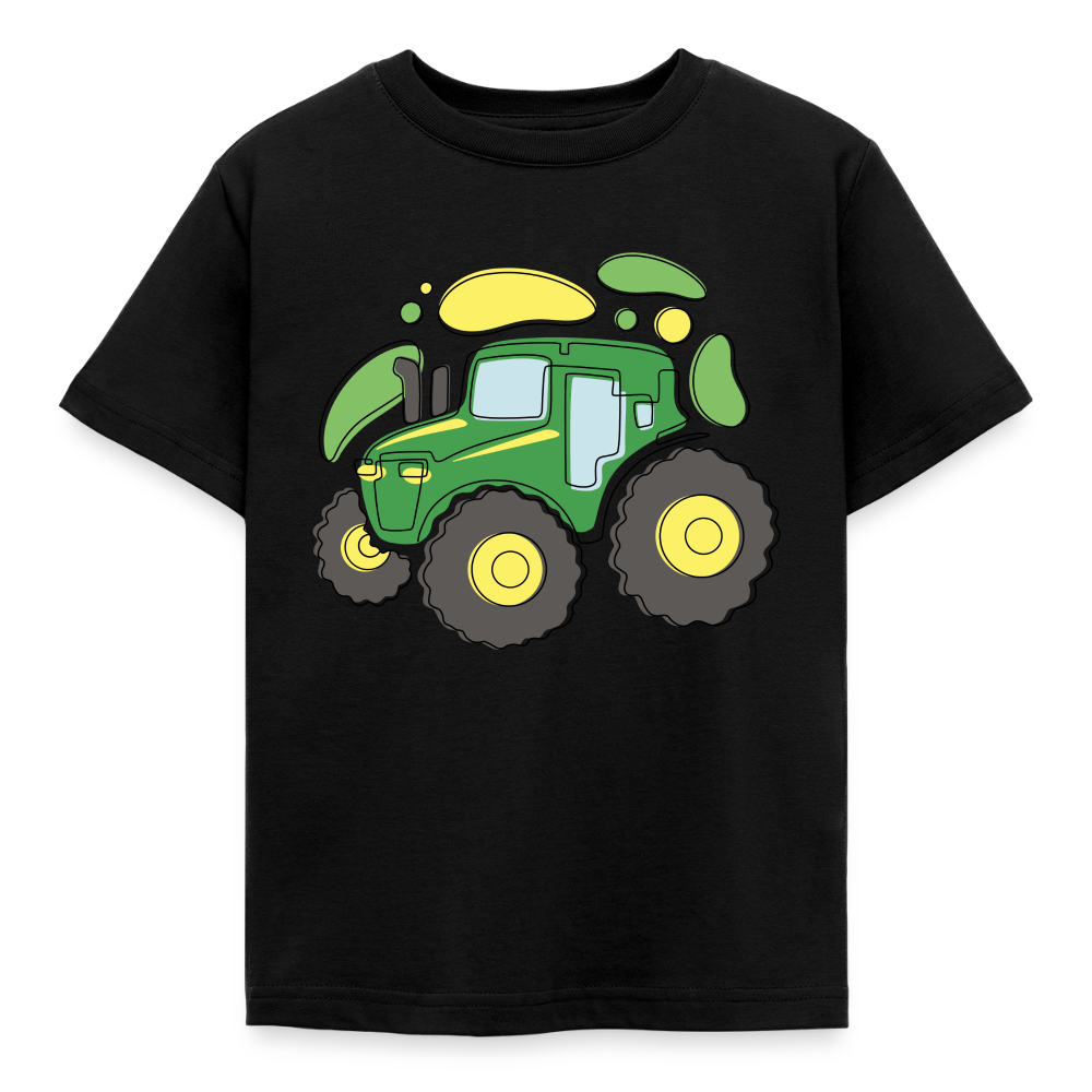 Kinder T-Shirt "Abstrakter grüner Traktor" - Schwarz