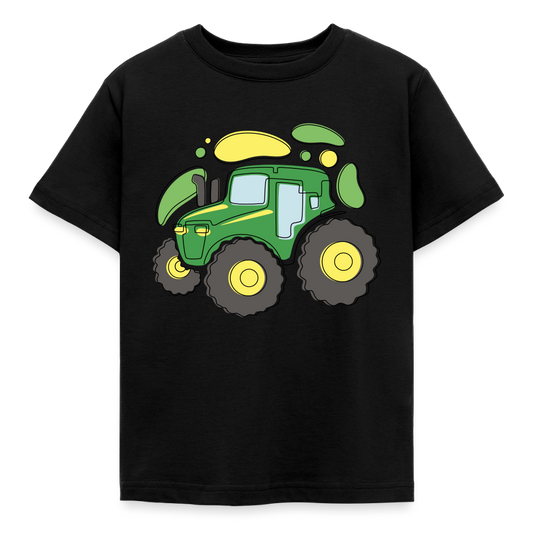 Kinder T-Shirt "Abstrakter grüner Traktor" - Schwarz