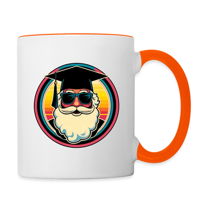 Tasse "Weihnachtsmann als Absolvent" - Weiß/Orange