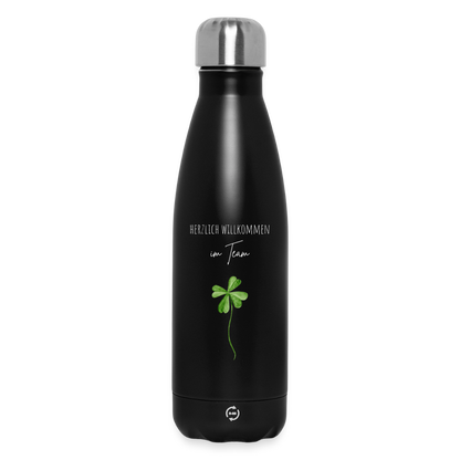 Thermosflasche "Herzlich willkommen im Team" (minimalistisch) - Schwarz