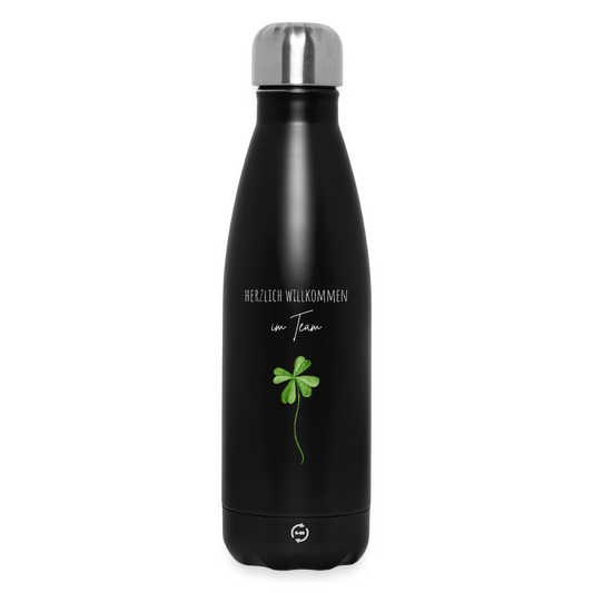 Thermosflasche "Herzlich willkommen im Team" (minimalistisch) - Schwarz