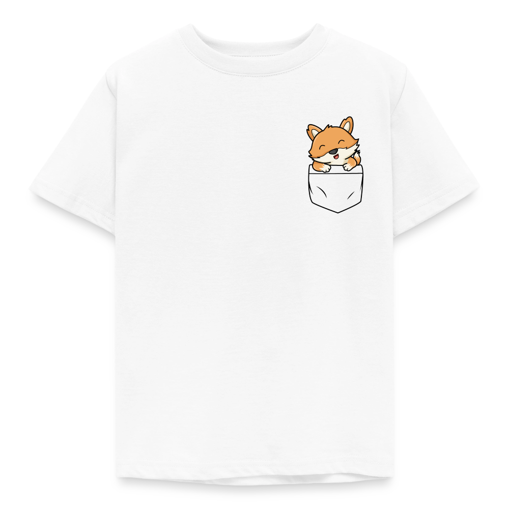 Kinder T-Shirt "Fuchs in Brusttaschen-Optik" - Weiß