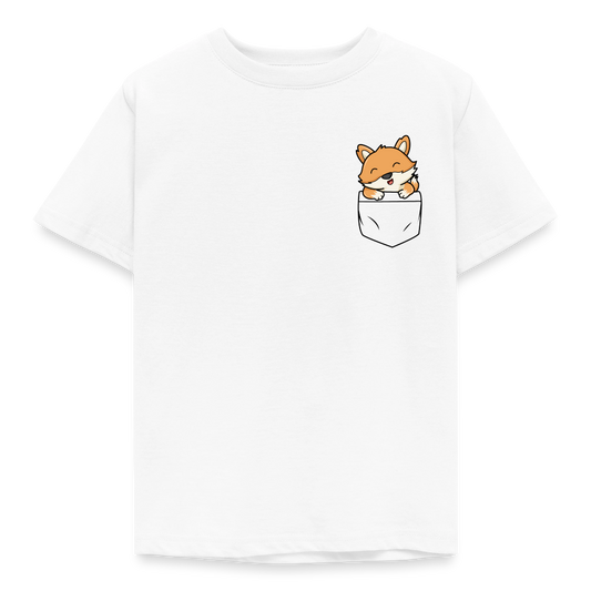 Kinder T-Shirt "Fuchs in Brusttaschen-Optik" - Weiß