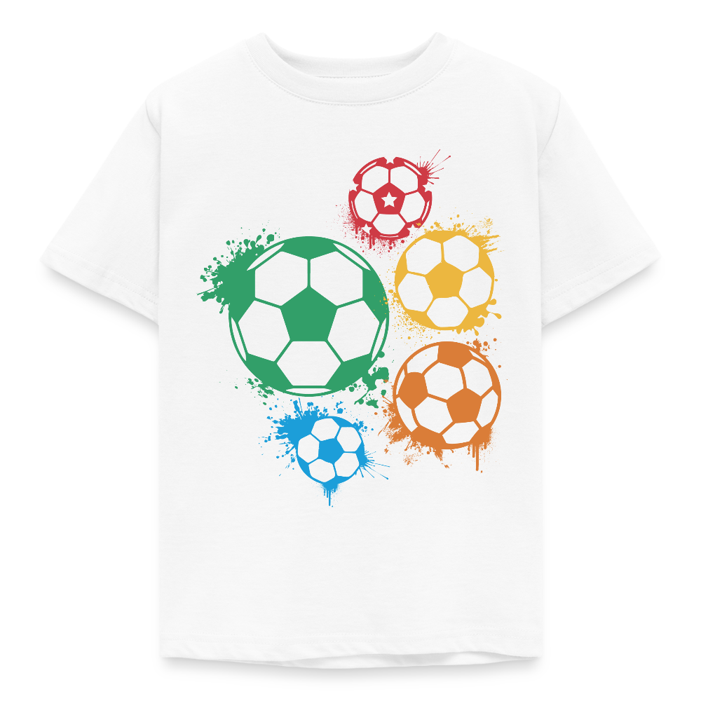 Kinder T-Shirt "Mehrere Fußbälle" - Weiß