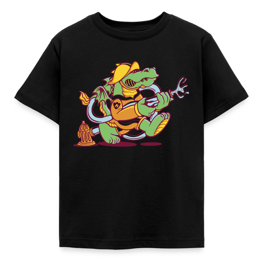 Kinder T-Shirt "Feuerwehr Drachen" - Schwarz