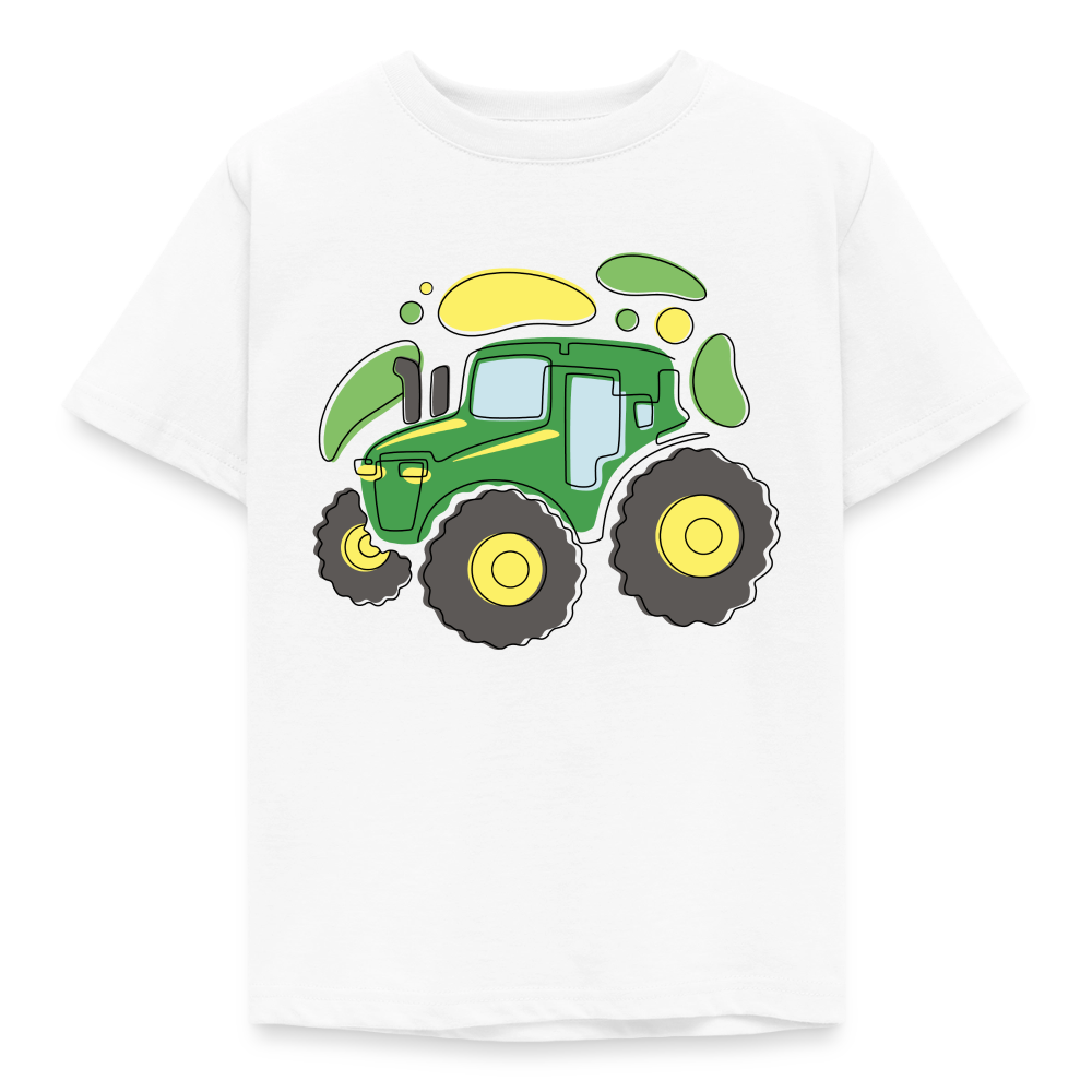 Kinder T-Shirt "Abstrakter grüner Traktor" - Weiß