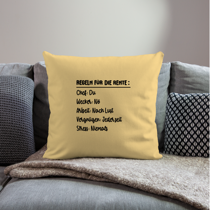 Sofakissen mit Füllung "Regeln für die Rente" - Hellgelb