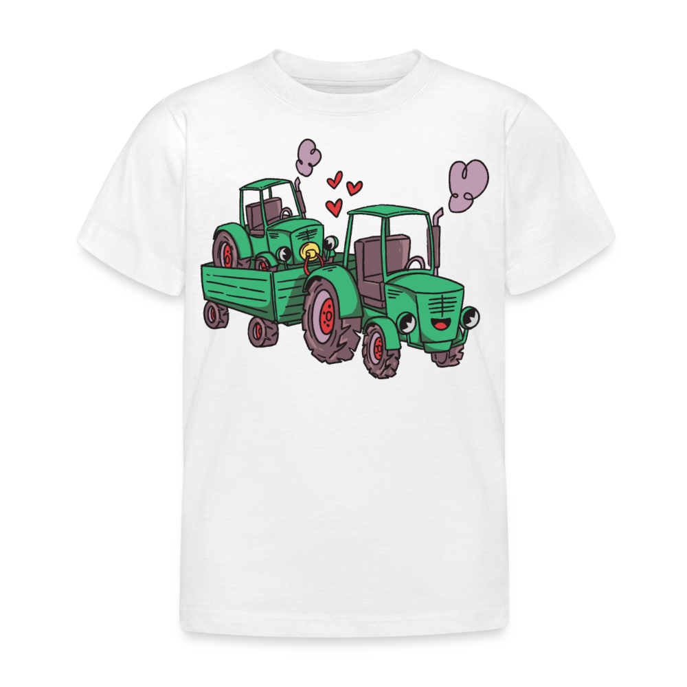 Kinder T-Shirt "Traktor-Familie" - Weiß