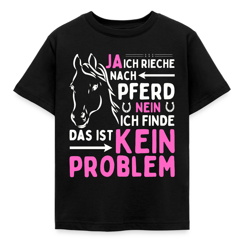 Kinder T-Shirt "Ja ich rieche nach Pferd" - Schwarz