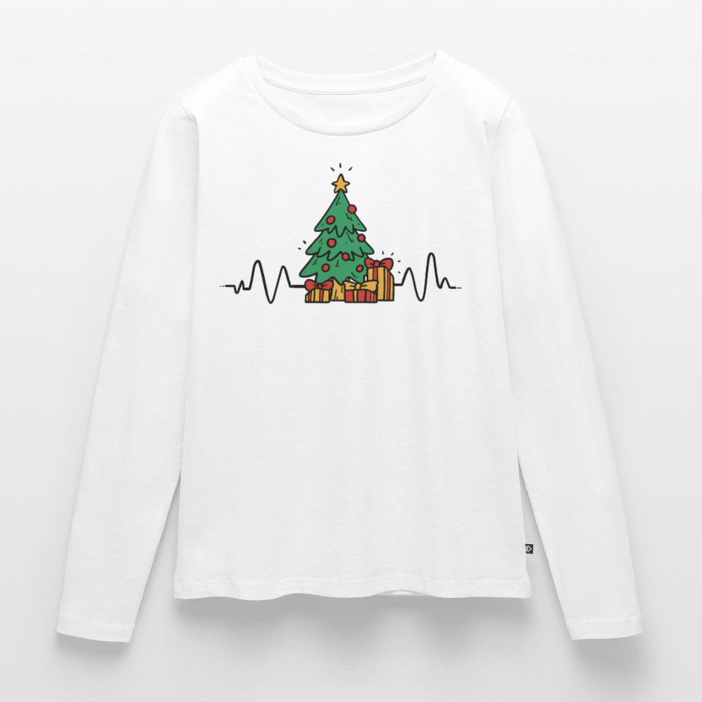 Bio-Langarmshirt "Weihnachten Herzschlag" - Weiß