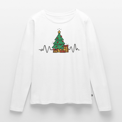 Bio-Langarmshirt "Weihnachten Herzschlag" - Weiß