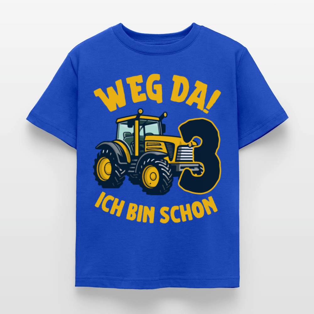 Kinder T-Shirt "Weg da! Ich bin schon 3" (Traktor-Motiv) - Royalblau