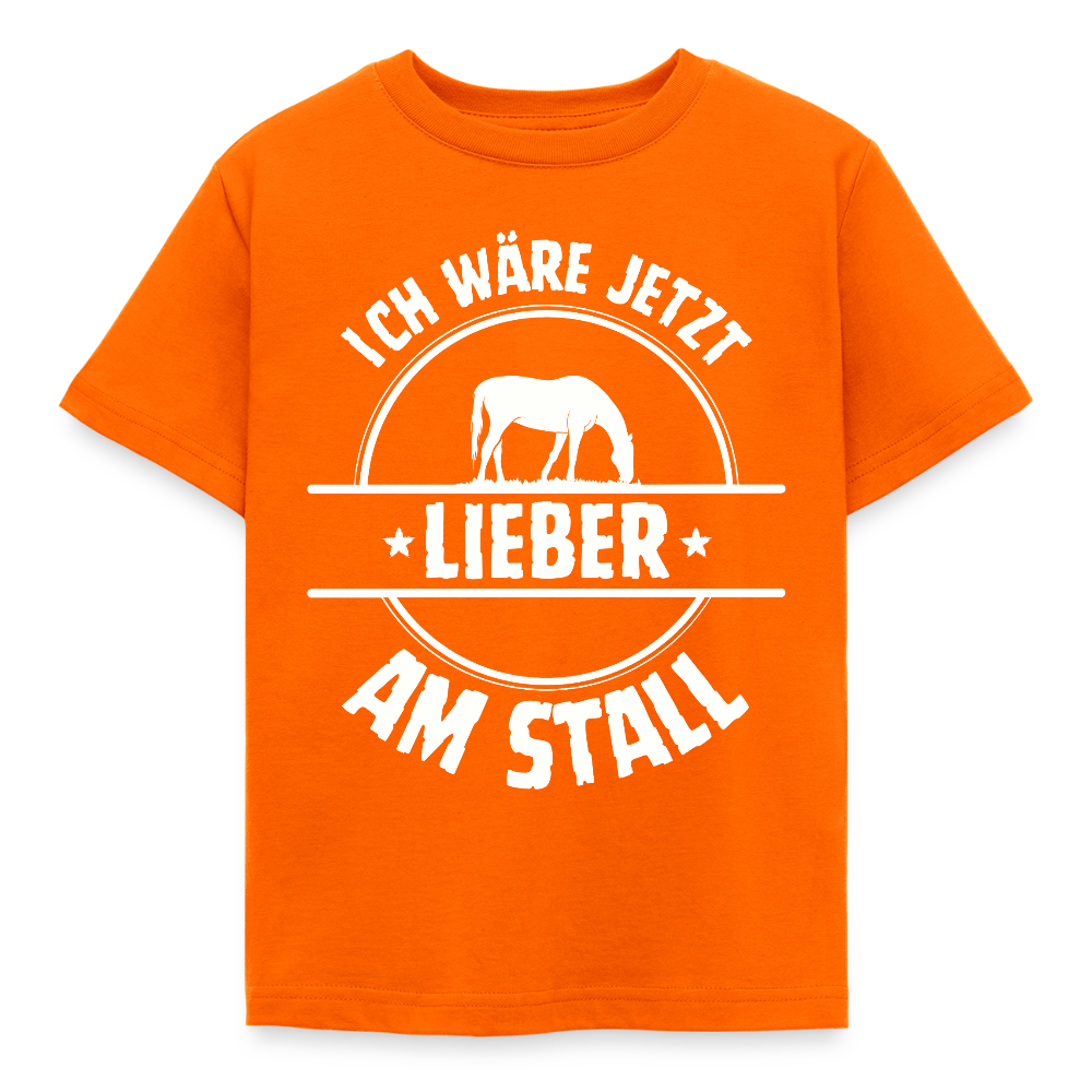 Kinder T-Shirt "Ich wäre jetzt lieber am Stall" - Orange