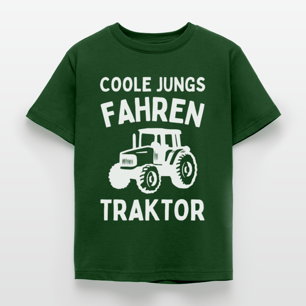 Kinder T-Shirt "Coole Jungs fahren Traktor" - Forstgrün 