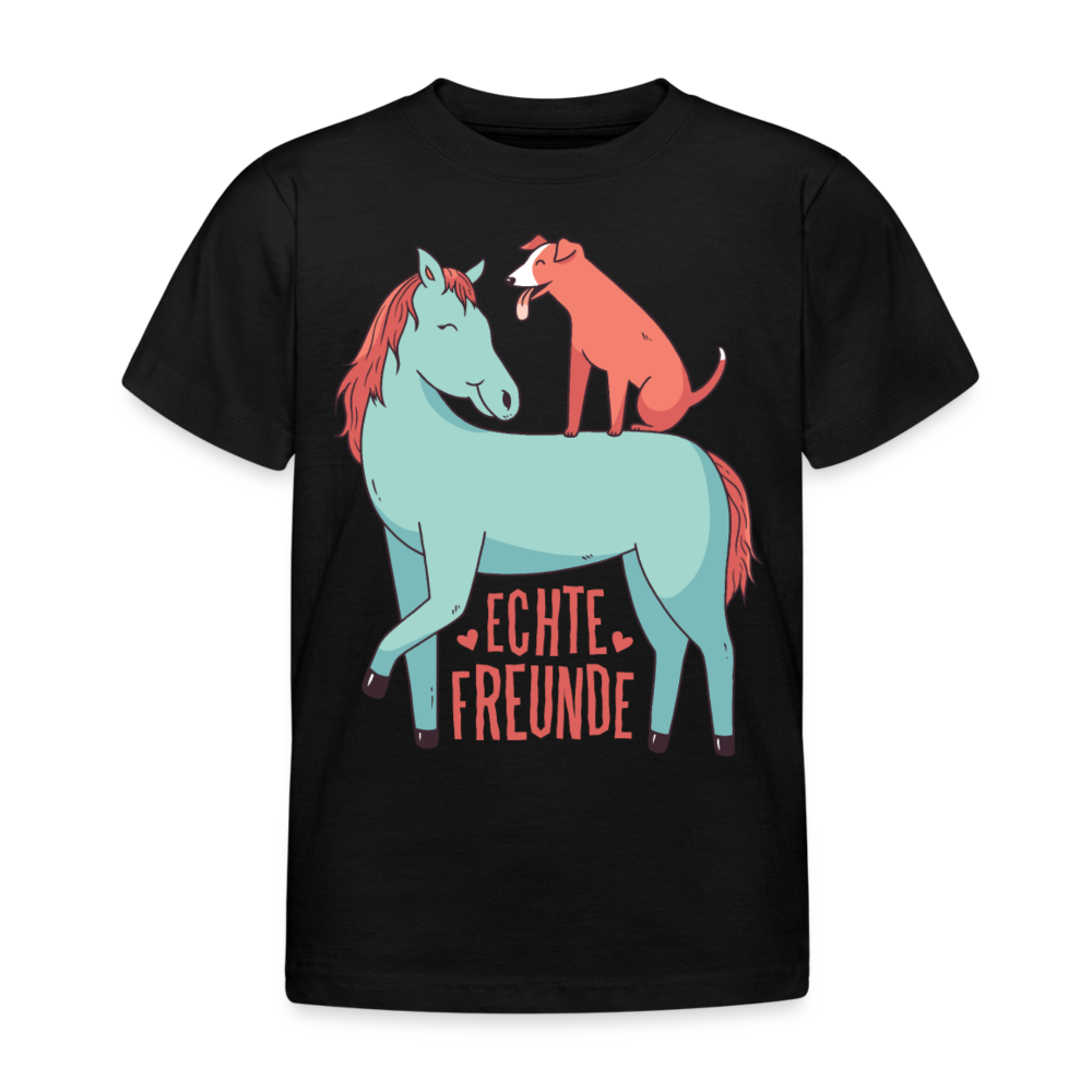 Kinder T-Shirt "Echte Freunde" - Schwarz