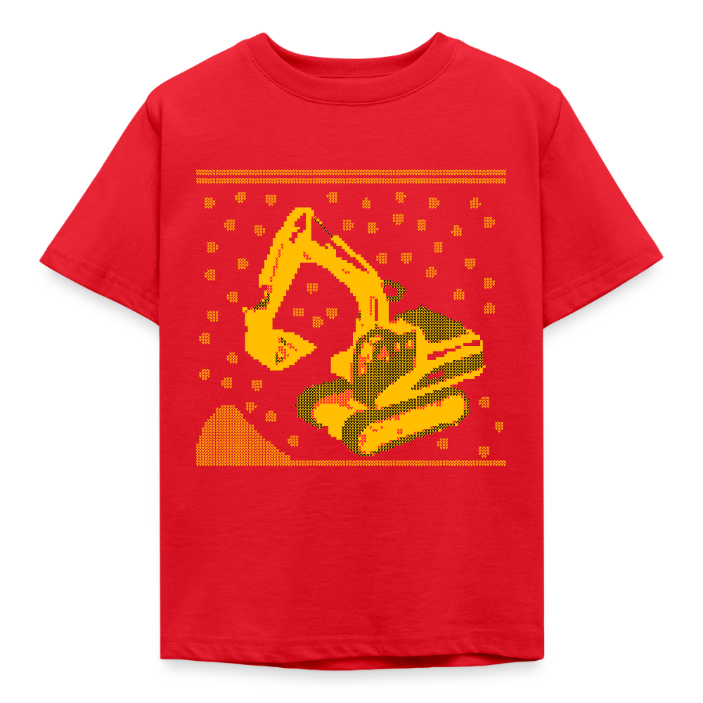 Kinder T-Shirt "Weihnachts-Bagger" - Rot