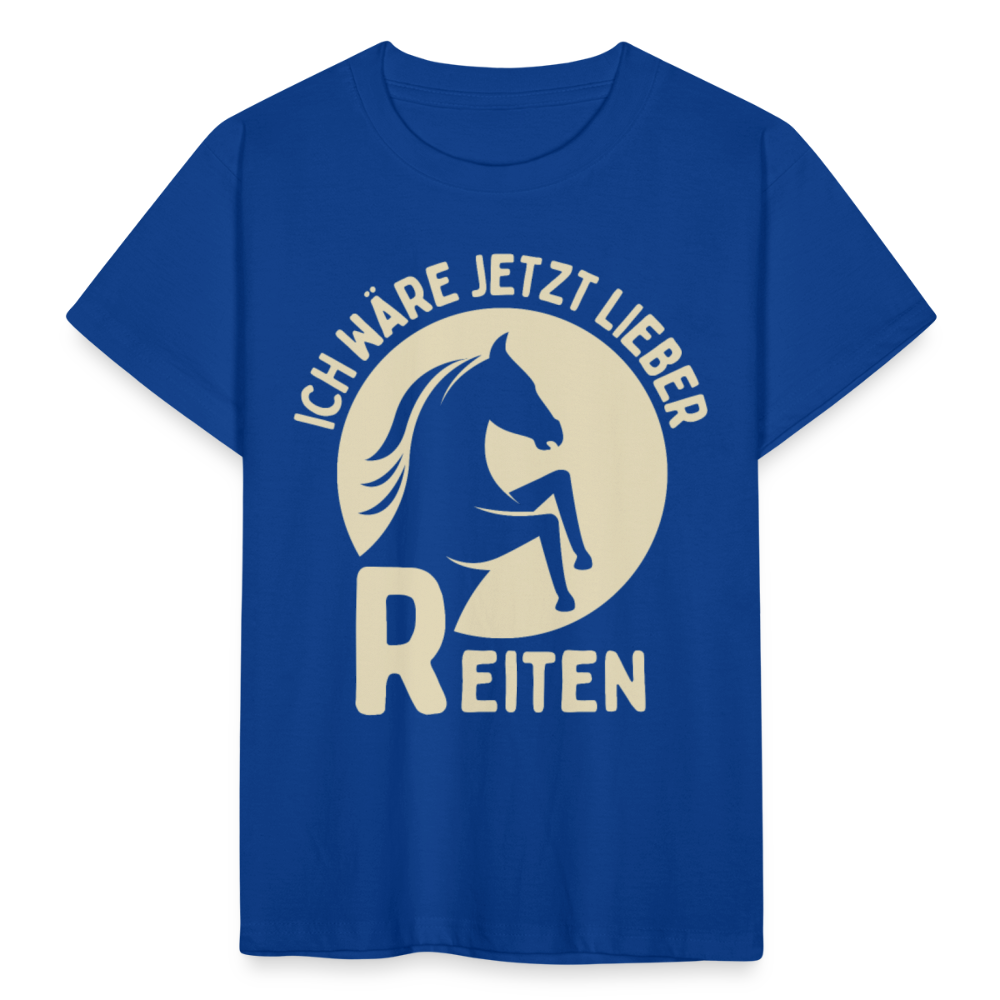 Kinder T-Shirt "Ich wäre jetzt lieber Reiten" - Royalblau