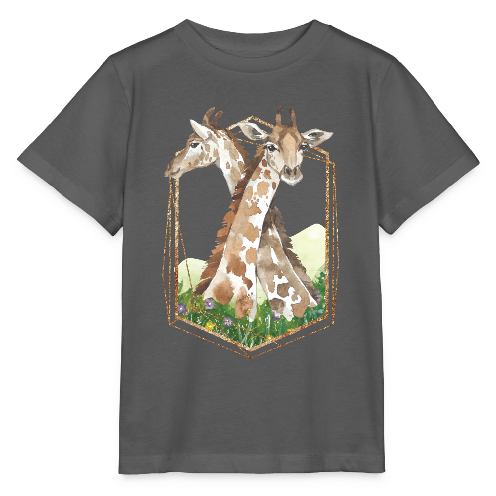 Kinder Bio-T-Shirt "Zwei Giraffen" - Anthrazit