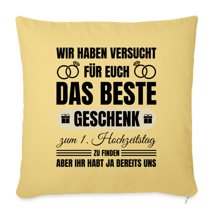 Sofakissen mit Füllung "Das beste Geschenk zum 1. Hochzeitstag" (von Eltern) - Hellgelb